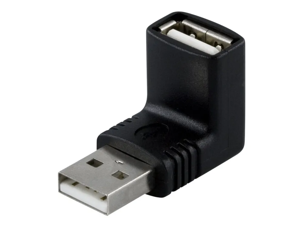 DELTACO - USB-adapter - USB (hann) til USB (hunn) - 90°-kontakt - svart