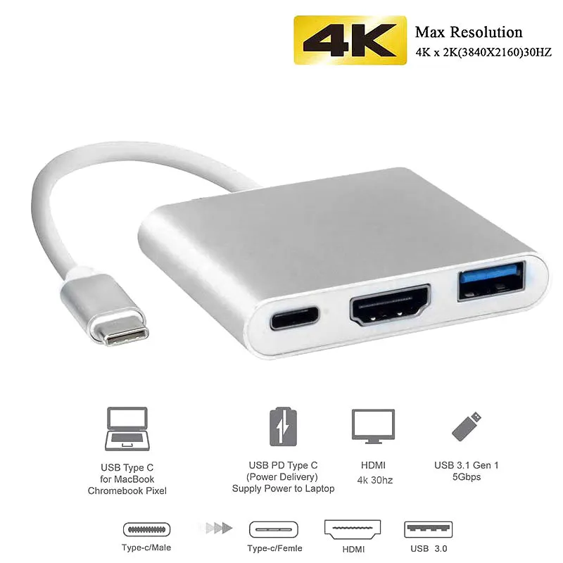USB-C Adapter till Macbook - HDMI & USB 3.0