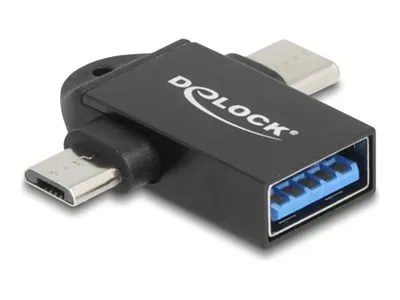 Delock - USB-adapter - USB (hunn) til USB-C, Micro-USB type B (hann) - USB 3.2 - 20 V - 2 A - Rask lading, up to 10 Gbps data transfer rate, USB On...