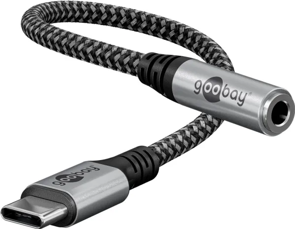 Goobay 74056, 3.5mm, Hunkjønn, USB Type-C, Hankjønn, 0,15 m, Sort, Grå