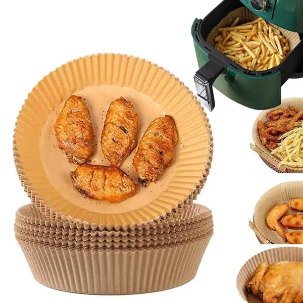 Air Fryer Paper 100 -Pack -16 cm Disponible papir for luft -frisk brun