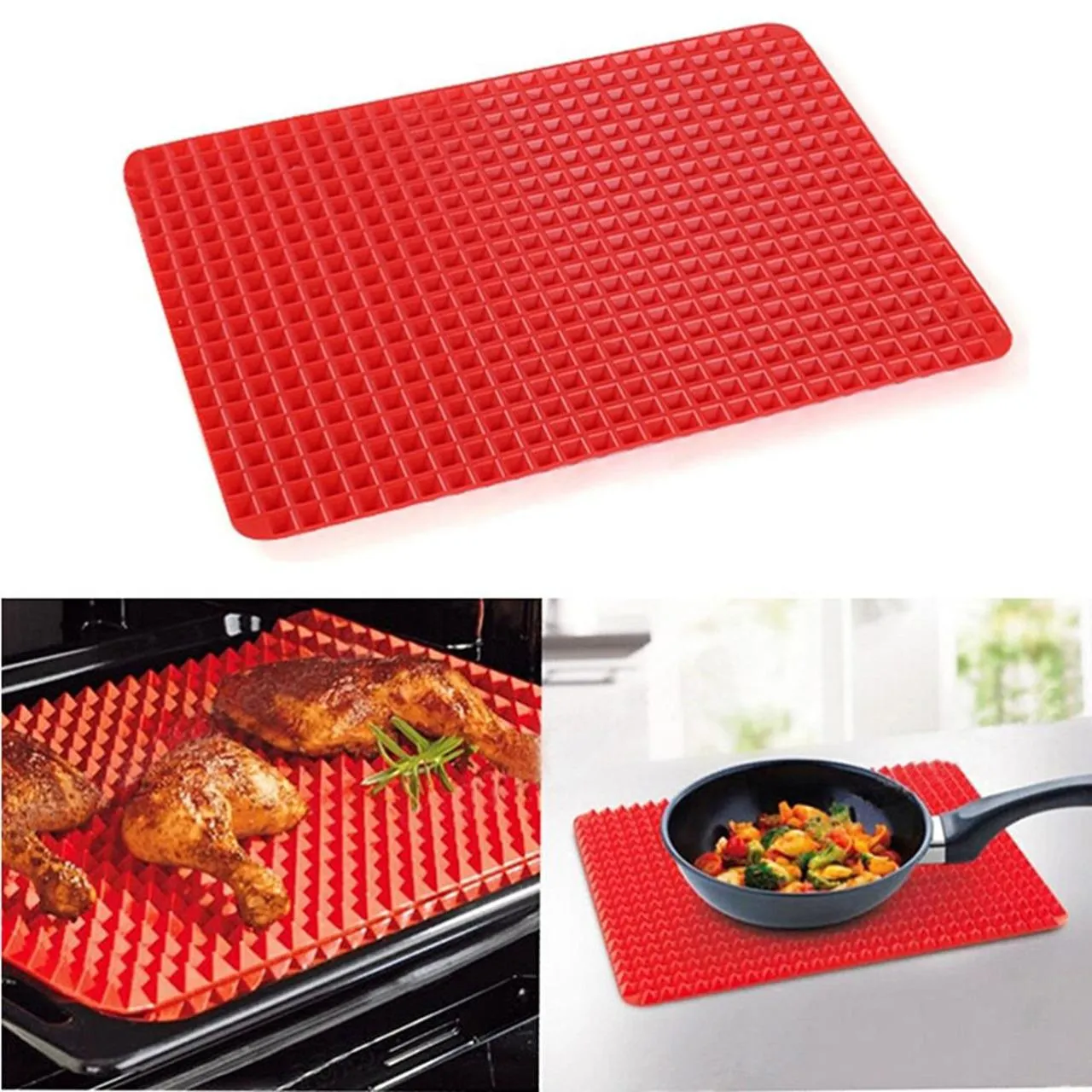 Non-Stick silikonovnmatte, pyramideformet sunn matlaging.