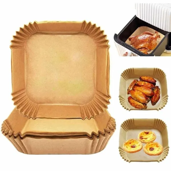 50stk Square Airfryer Paper - Bakepapir for Airfryer 20cm