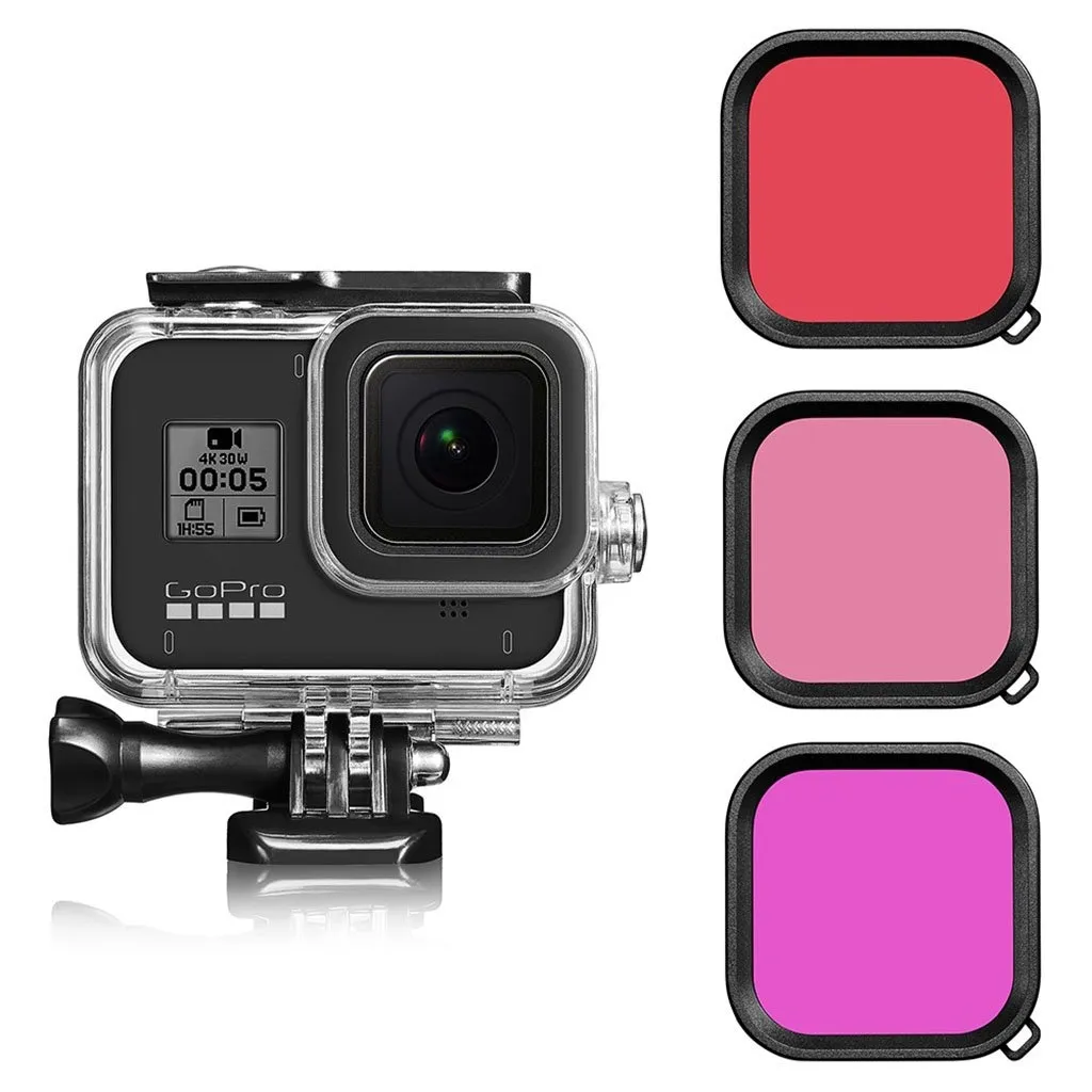 Gopro Hero 8 Svart Vanntett Etui Med Trippel Linse Filter