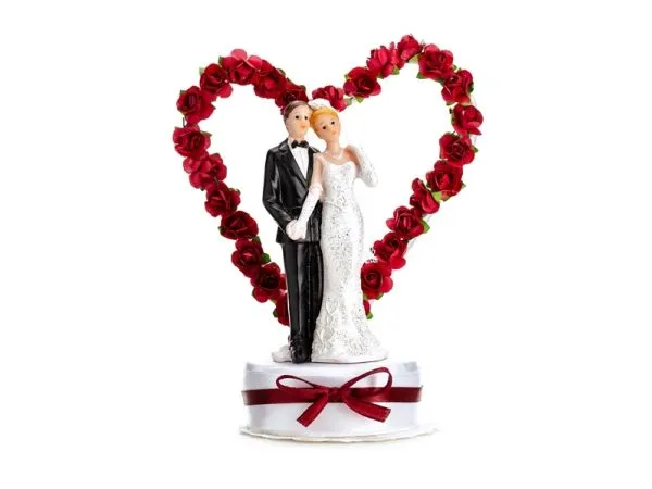 PartyDeco Kuchen-Topper Brautpaar Herz, Kake, Flerfarget, Voksen, Unisex, Bryllup, 1 stykker