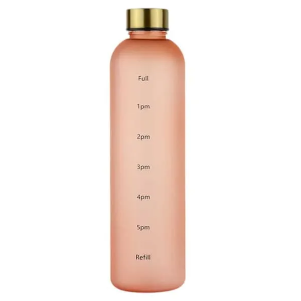 Minimalistisk motiverende vannflaske med tidsmarkør 1000ml beige
