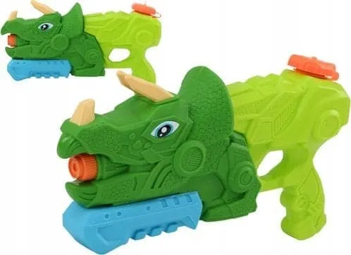 LeanToys vannpistol Dinosaur Green Triceratops 1000 ml rekkevidde 7 m