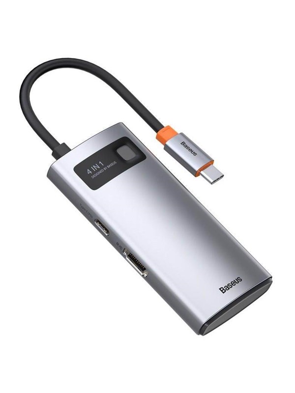 Baseus Hub 4in1 Metal Gleam Series USB-C to USB 3.0 + USB 2.0 + HDMI + USB-C PD USB-hub - USB 3.0 - 4 porter - Grå