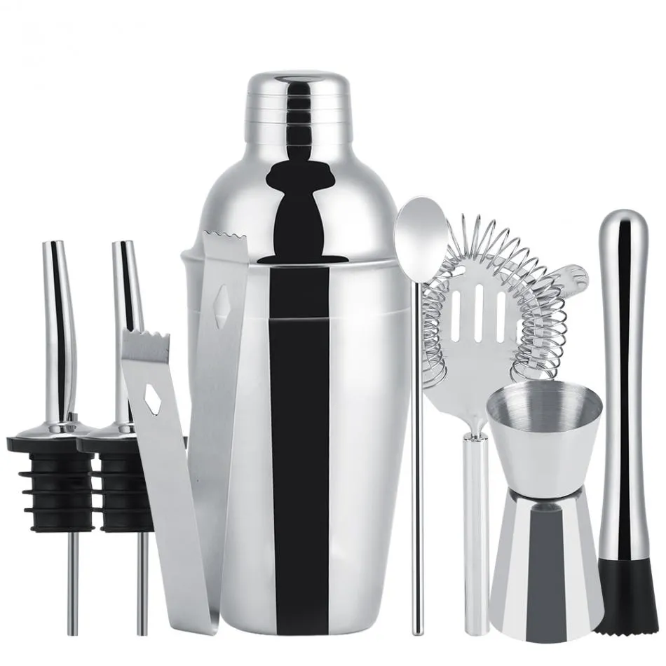 8-delt cocktailsett, barsett, shaker 550ml - Rustfritt stål