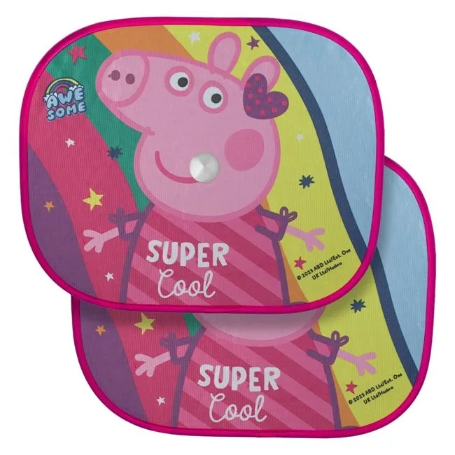 2-pakning Peppa Gris Tema Solskjermer m/sugekopper.