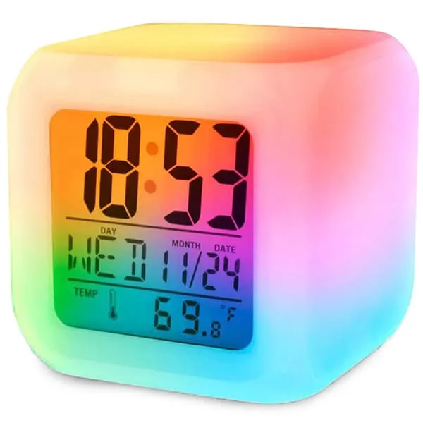 Vekkerklokke RGB LED Nattlys Vekkerklokke
