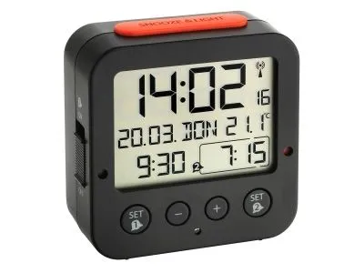 TFA-Dostmann BINGO, Digital vekkerklokke, Rektangel, Sort, -10 - 50 °C, LCD, Batteri
