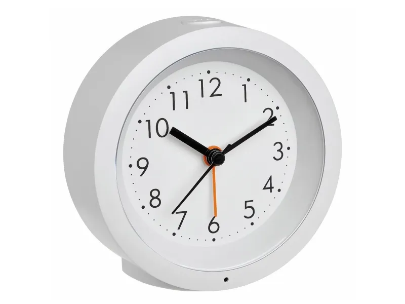 TFA-Dostmann 60.1029.02, Quartz vekkerklokke, Rund, Hvit, Analog, Batteri, AA