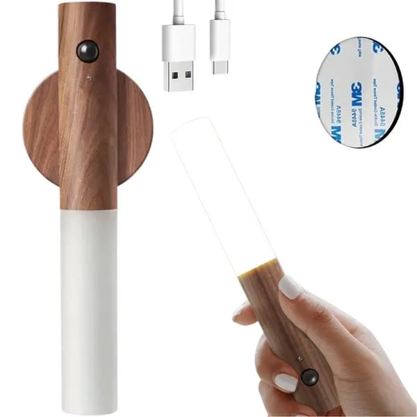 LED Vegglampe med Magnetisk Veggholder, Bevegelsessensor Varmt Lys Oppladbar USB-C