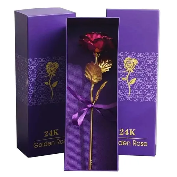 Rosa 24 karat gullbelagt rose 24k i gavepakke