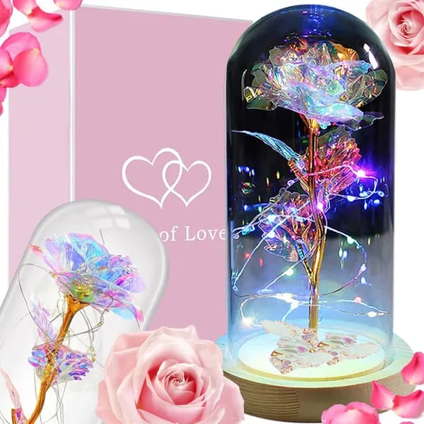 Eternity Rose 24k gullbelagt diamantrose med belysning i gaveeske