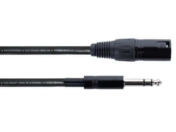 Cordial 14809, XLR, Hankjønn, 6.35mm, Hankjønn, 0,5 m, Svart