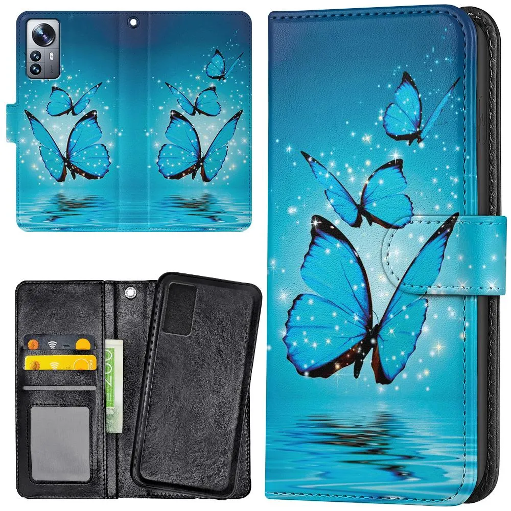 Xiaomi 12 - Lommebok Deksel Glitrende Sommerfugler