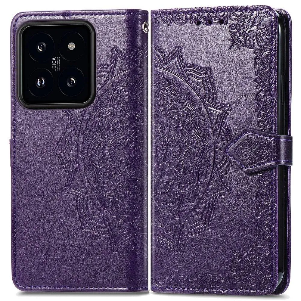 Mandala Xiaomi 14T etui i lær - Lilla