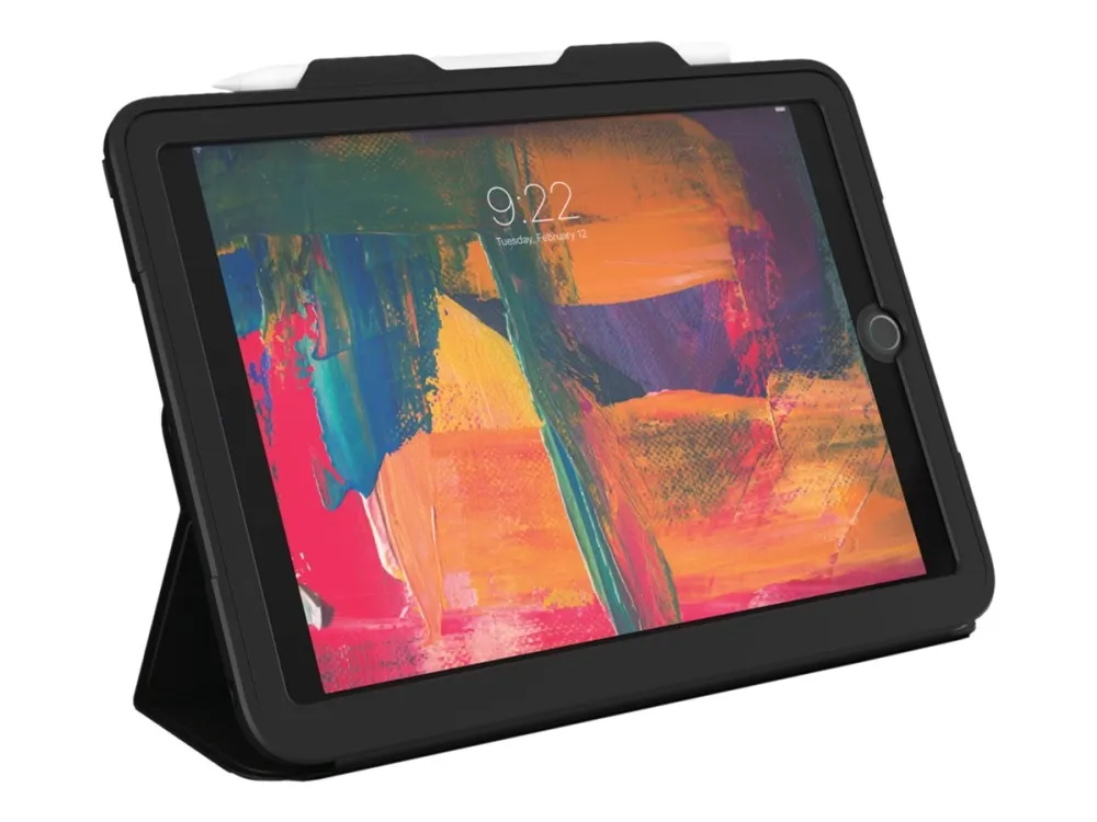 ZAGG Rugged Messenger - Beskyttelsesboks lommebok for nettbrett - robust - silikon - svart - 9.7" - for Apple 9.7-inch iPad (5. generasjon, 6. gene...