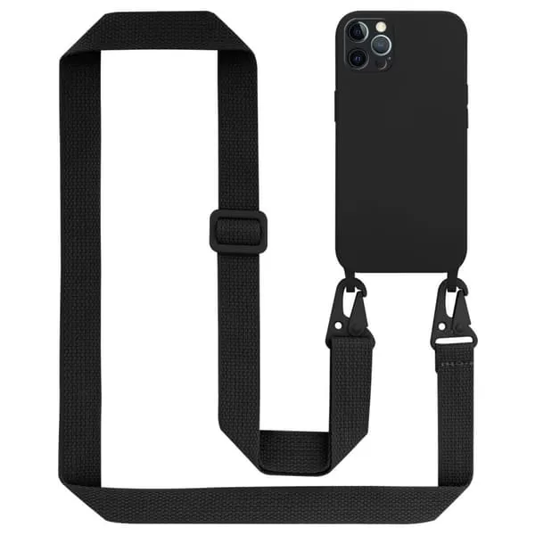 Deksel med Kedja for iPhone 12 PRO MAX Silikonbeskyttelsesetui med lengdejusterbar ledningsstropp
