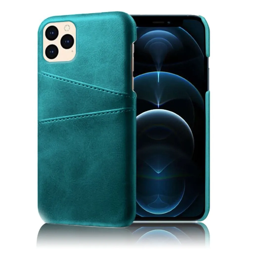Dual Card Etui iPhone 12 / 12 Pro - Cyan