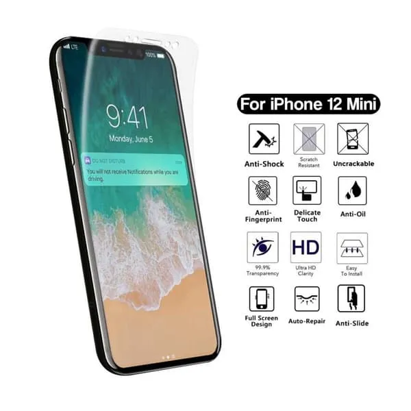 Full iPhone 12 Mini Screen Protector NanoEdge beskyttelsesplastikk