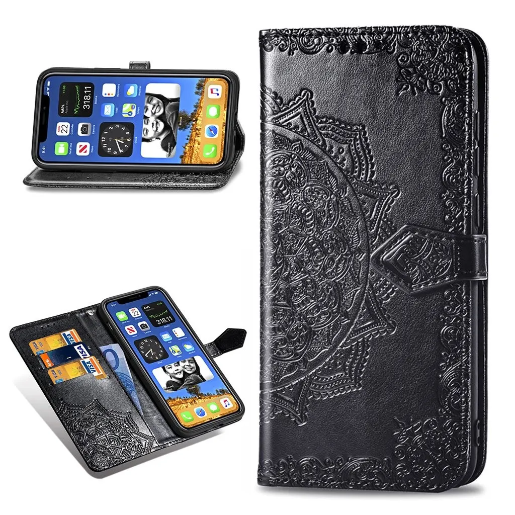 Mandala iPhone 12 Mini Flippetui - Svart