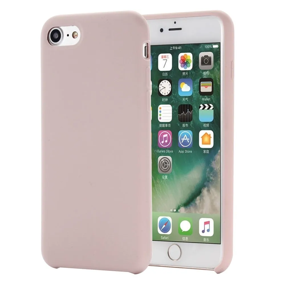 Kantinnpakket flytende silikonbeskyttelsesveske for mobiltelefon for iPhone 7/8/SE (2020)/SE (2022) - Rosa