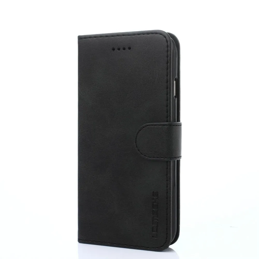 LC.IMEEKE Magnetisk lukking PU lærveske Folio Stand Flip Wallet Deksel for iPhone SE (2020)/SE (2022)/8/7 4,7 tommer - Svart