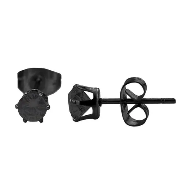 2-pack svart piercing ørering svart krystall 4mm