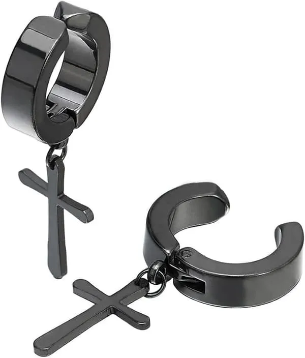 Clip on øredobber svart CROSS