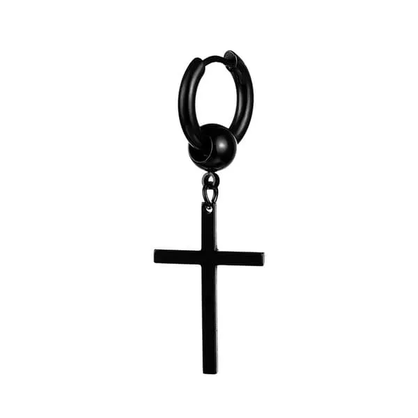 Piercing øredobber Ring med Cross Black