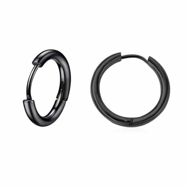 2-pack svart ørering nese ring piercing smykker ringmetall