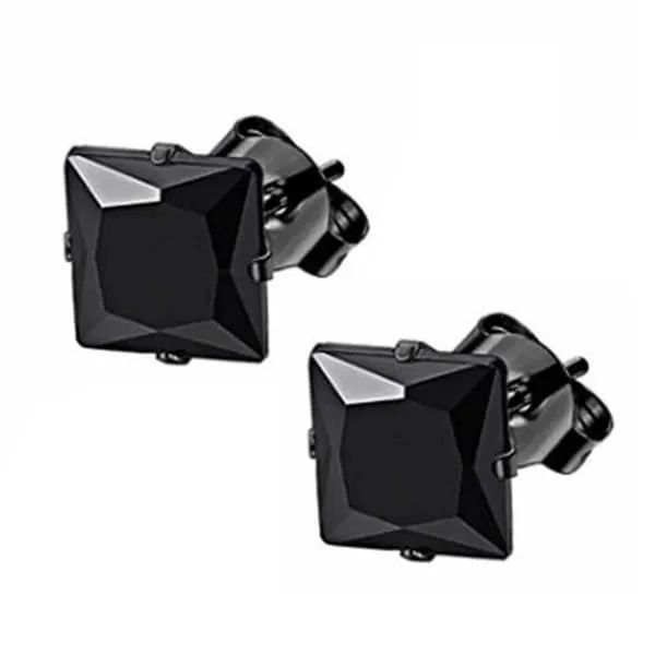 2-pack firkantet krystallpiercing piercing smykker svart 6mm