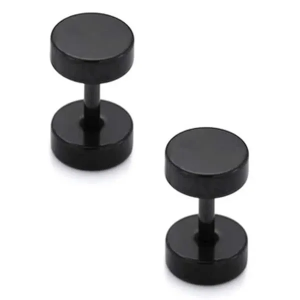 2 -pakk svart falsk plugg falske strekkørring piercing smykker - 6mm