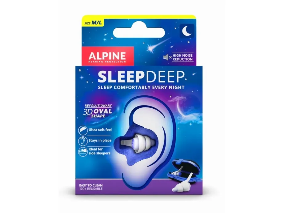 Alpine SleepDeep, Gjenbrukbar øreplugg, Sove, Normal, In-ear, Blå, Hvit, 27 dB