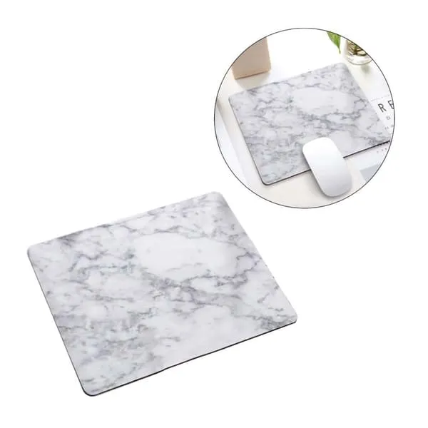 Myk musematte med trykk hvit marmor 21x26cm