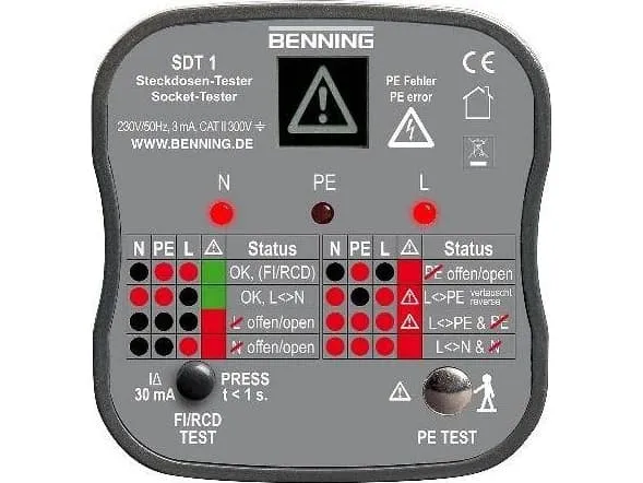 Benning SDT stikkontakttester jordet kontakt (020053)