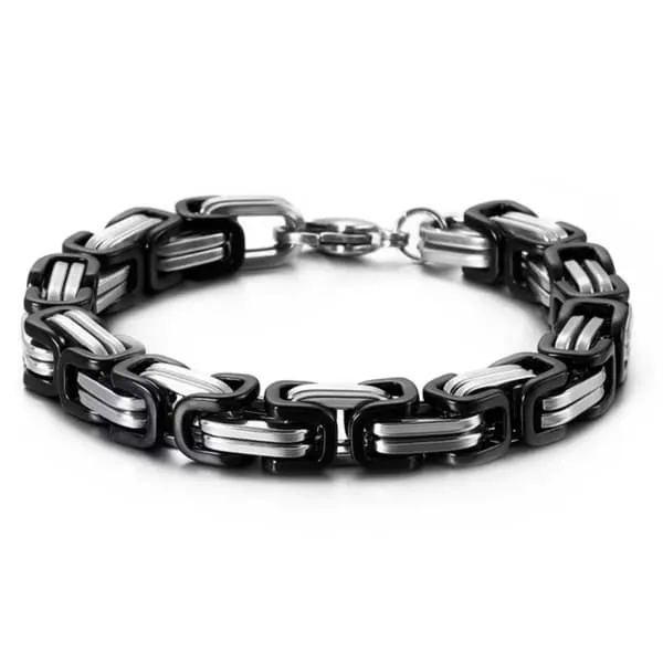 Emperor Link Armbånd Viking Stål Valgbar størrelse Tofarget Sølv Svart