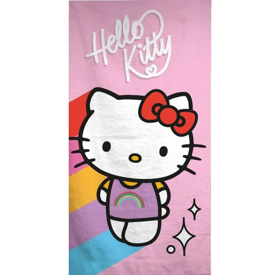 Hello Kitty Regnbuebadehåndkle, Strandhåndkle 70*140 cm (Hurtigtørkende)