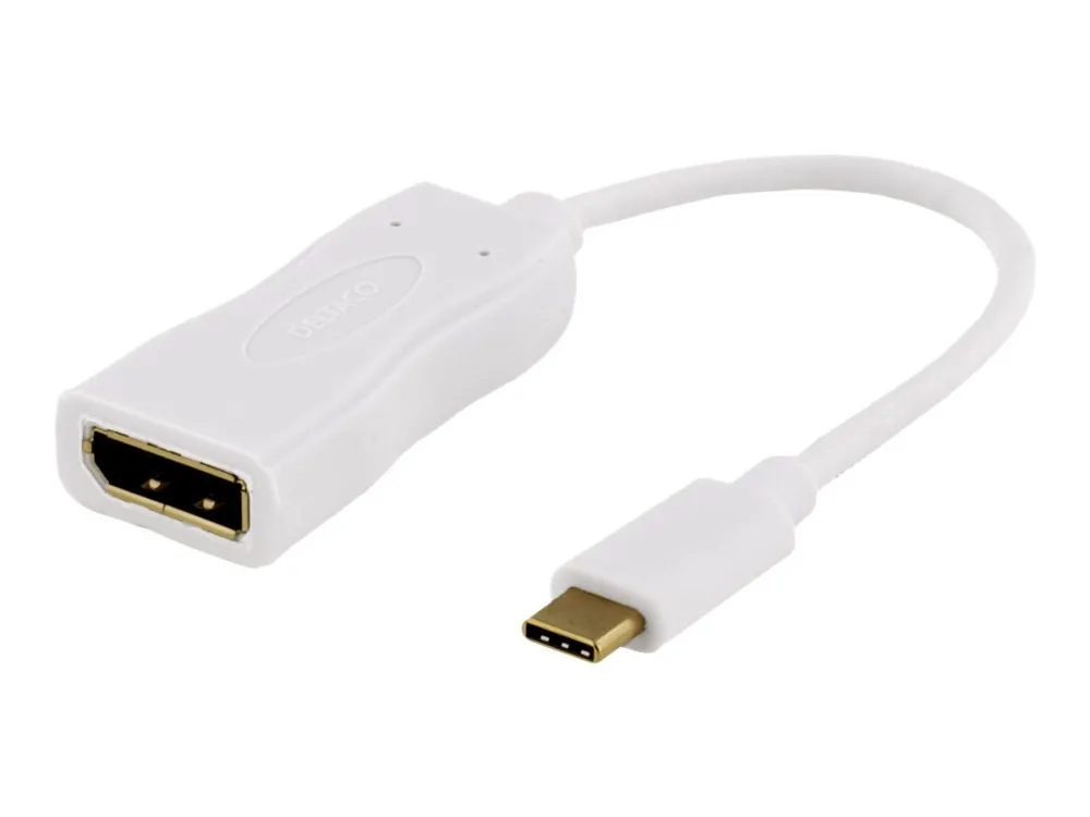 DELTACO USBC-DP1 - Ekstern videoadapter - USB-C 3.1 - DisplayPort - hvit