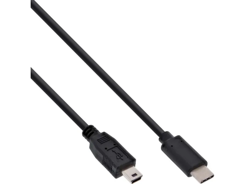 InLine 35754, 1,5 m, USB C, Mini-USB B, USB 2.0, Hankjønn/hankjønn, Svart