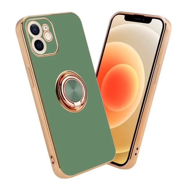 Deksel til iPhone 12 med ring Etui av fleksibel TPU-silikon, med kamerabeskyttelse magnetisk bilholder