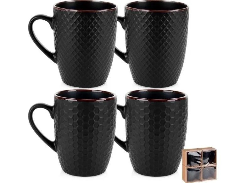 Vilde keramiske kopper svarte 400 ml, 4 stk.