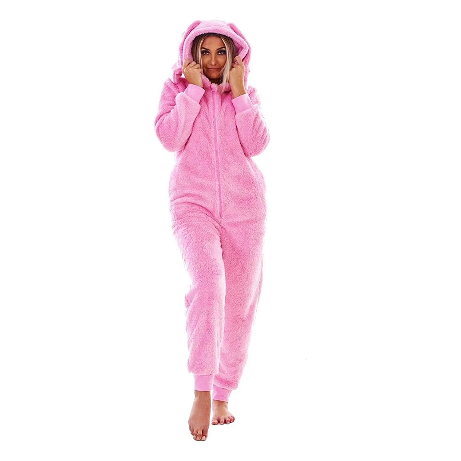 Keanu Womens/Ladies Bunny Ears Fleece Hooded Jumpsuit