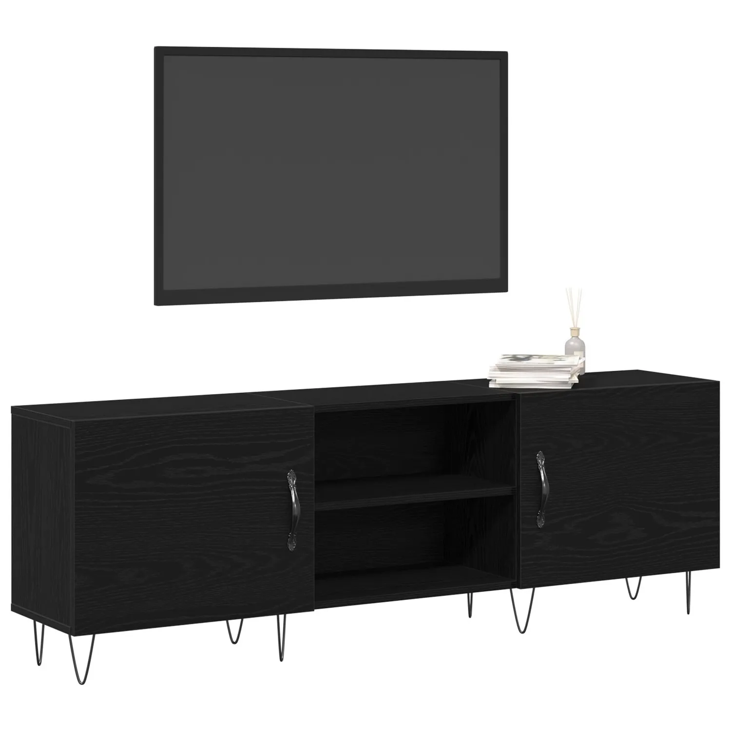 vidaXL TV-benksett Svart Eik 150 x 30 x 50 cm Konstruert tre