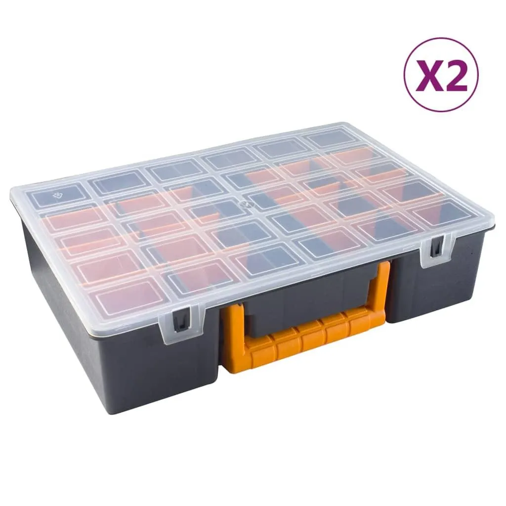 vidaXL Sorteringsbokser 2 stk med avtakbare avdelere 360x250x85 mm PP