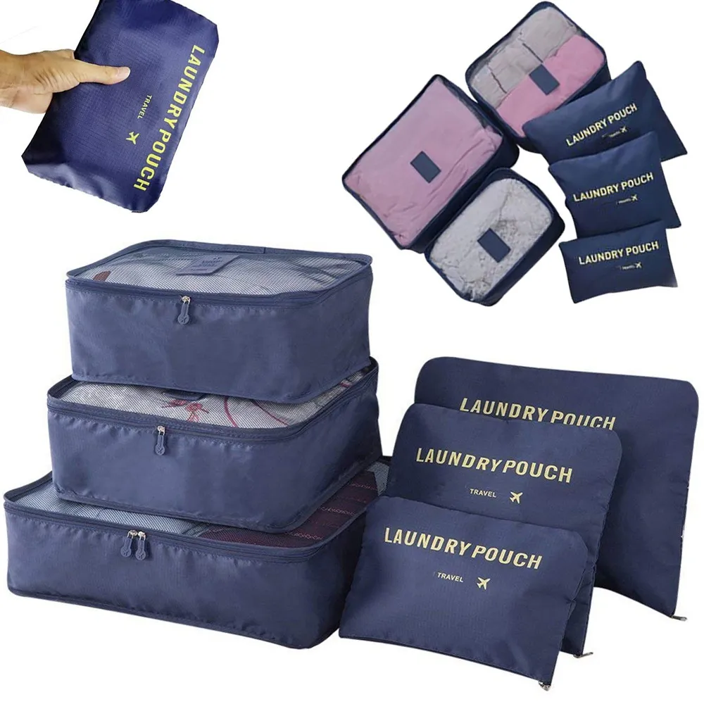 Organizer til Koffert - 6-deler - Vesker for Reise - DarkBlue