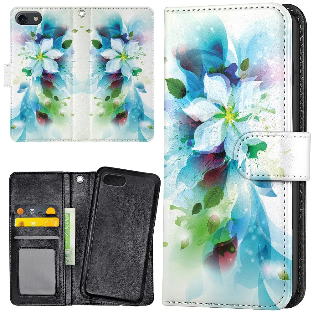 iPhone 16e/17e - Lommebok Deksel Blomst